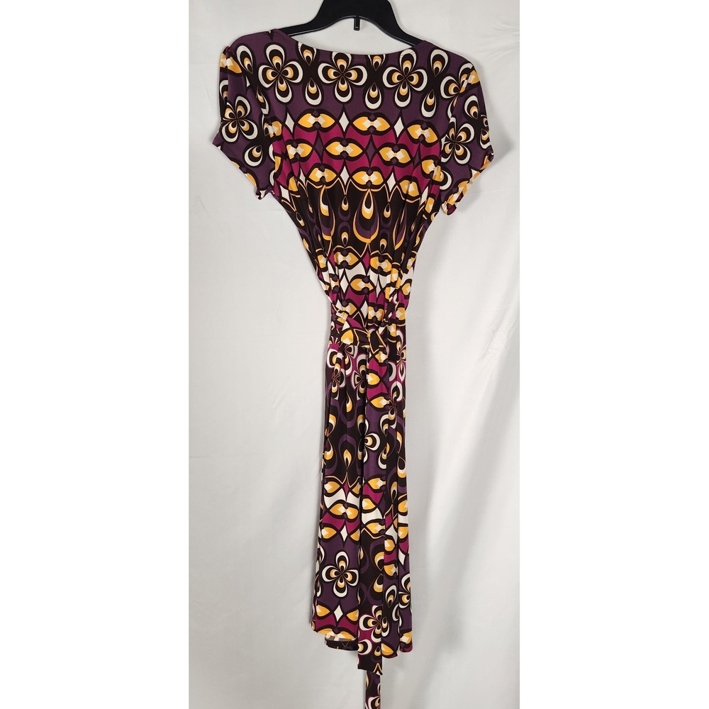Bisou Bisou Groovy Retro Y2K Wrap V‑Neck Knee Length Dress – Size 12 - Picture 4 of 13